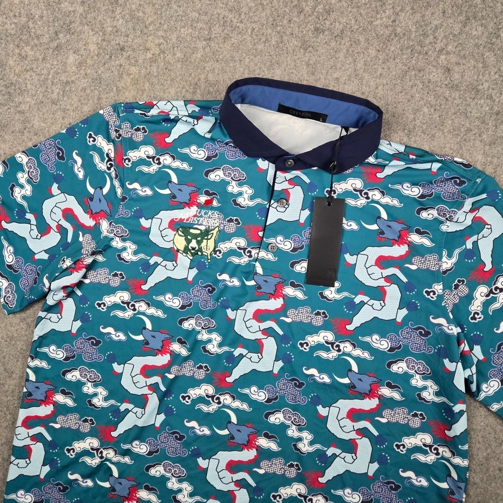 Greyson Golf Polo Shirt Mens L Wolf Slayer Dragon Milwaukee Bucks NEW